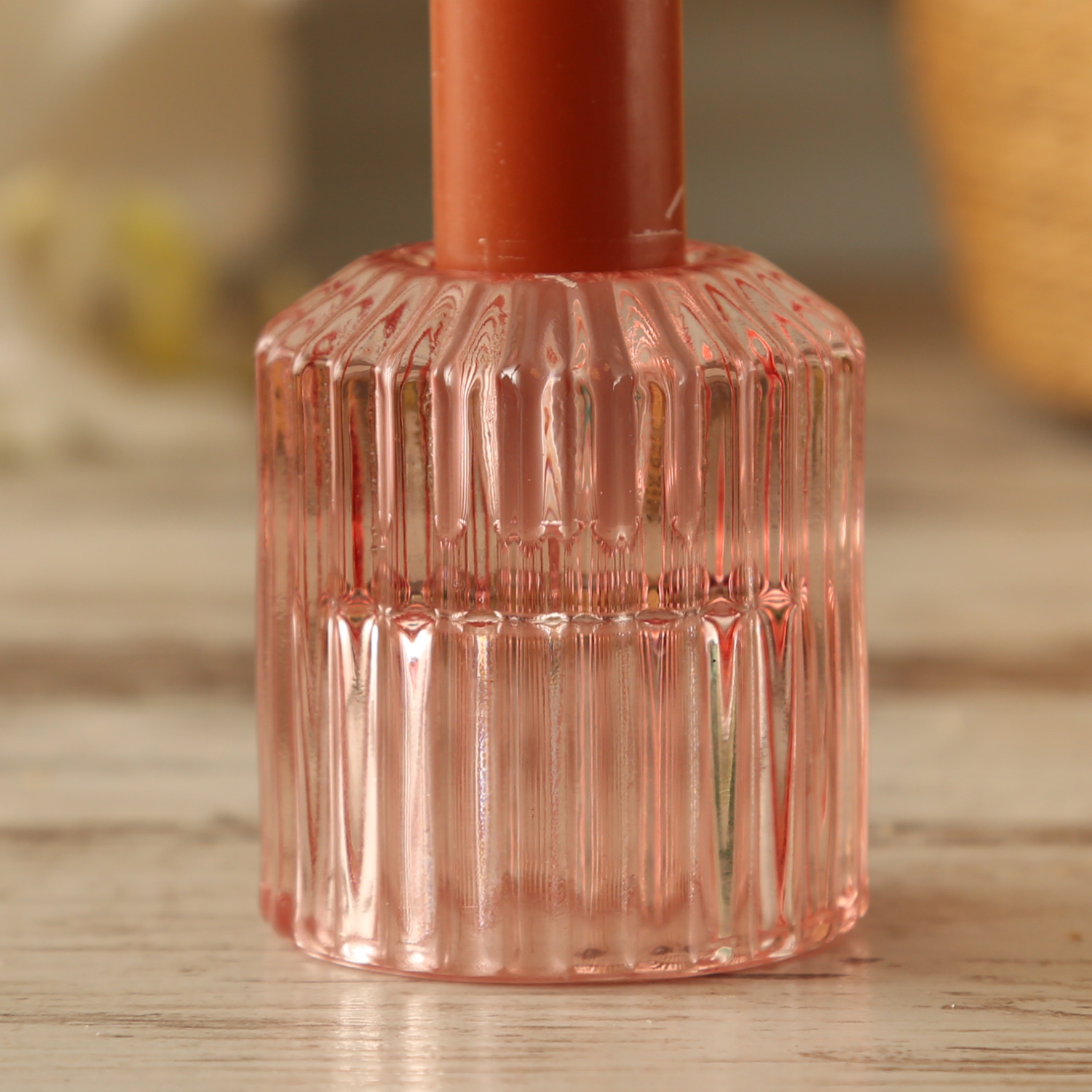 Kerzenhalter 2in1 - Teelichthalter/Stabkerzenhalter - Glas - H: 5,9cm -  rosa