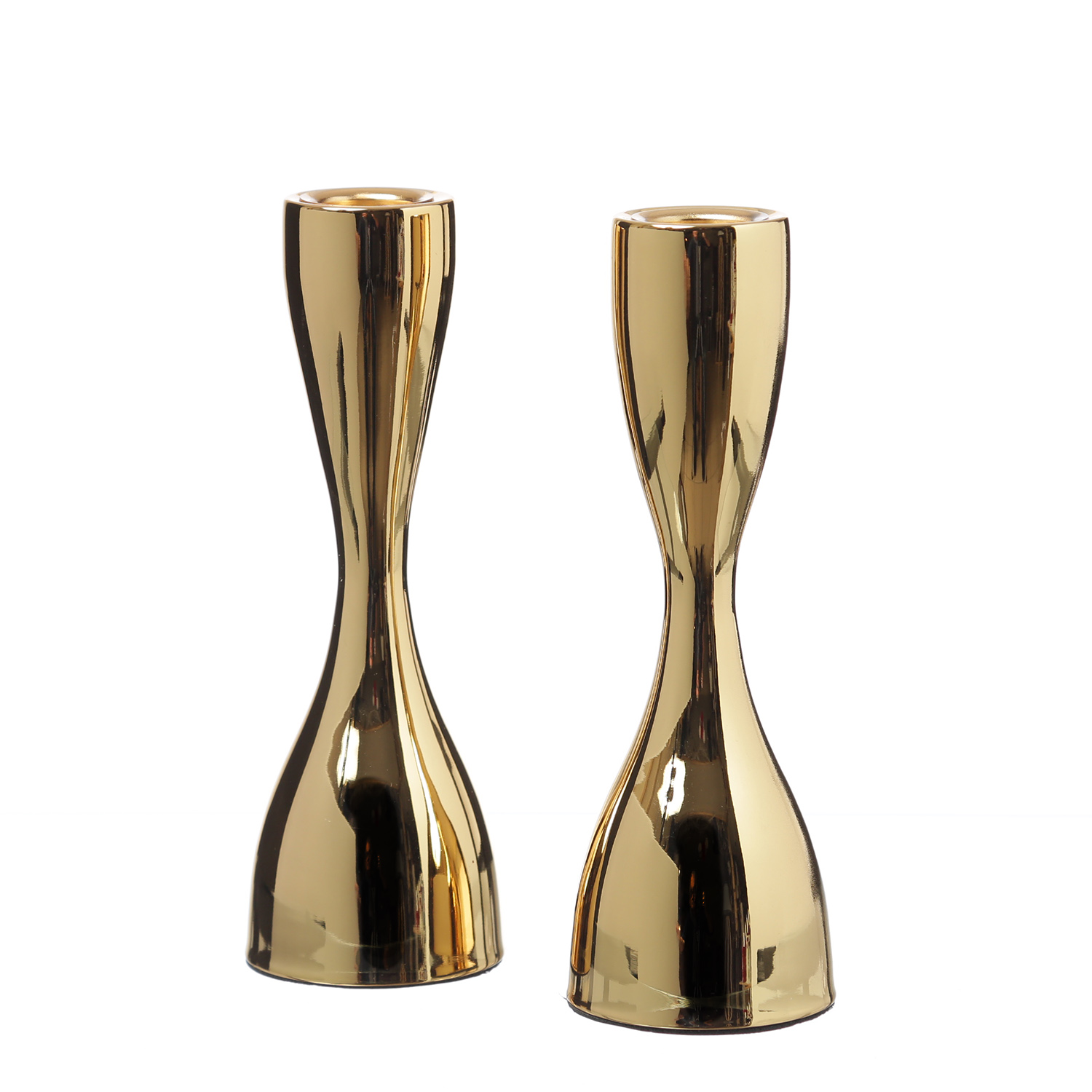 Stabkerzenhalter - Kerzenständer - Metall - H: 18cm - gold - 2er Set
