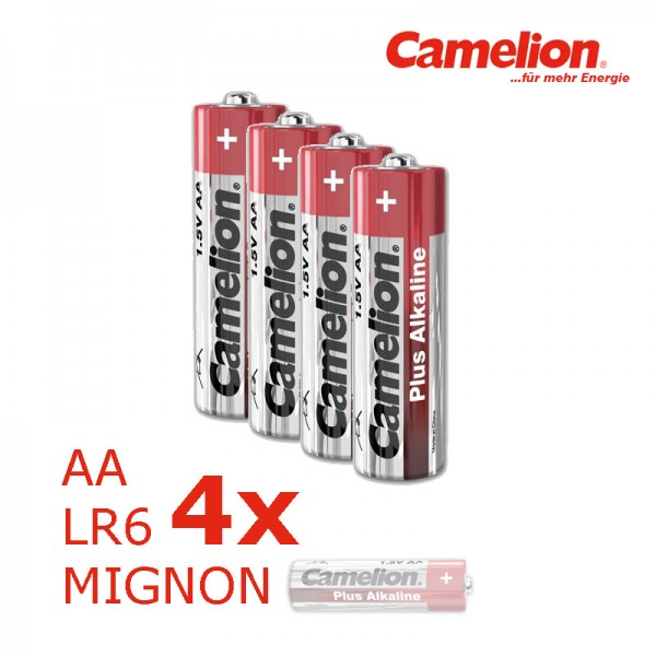 Batterie Mignon AA LR6 1,5V PLUS Alkaline - Leistung auf Dauer - 4 Stück - CAMELION