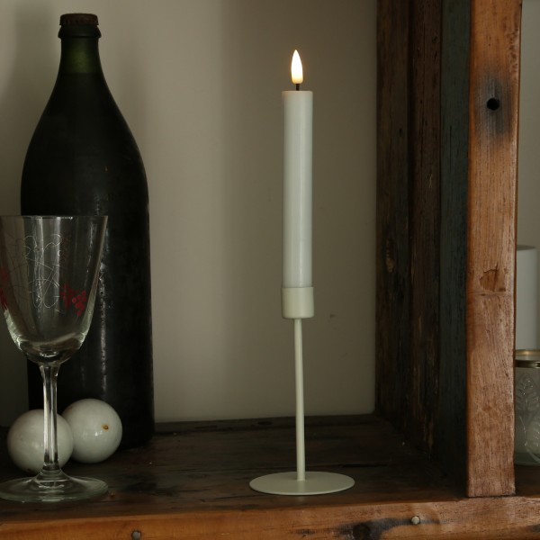 Stabkerzenhalter - Kerzenständer für Tafelkerzen - Metall - H: 14cm - D: 7,5cm - weiß