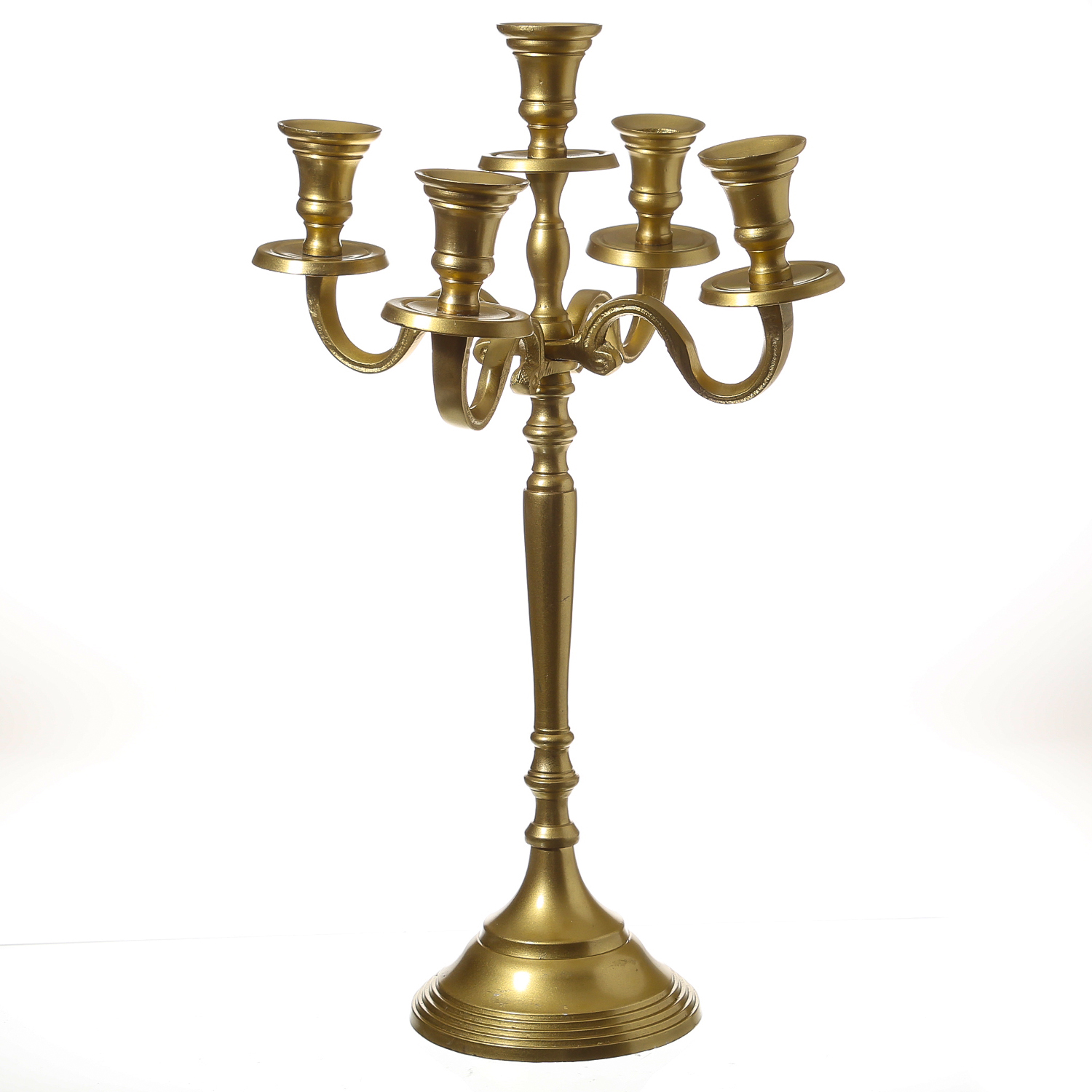 Stabkerzenhalter - Kerzenständer - Kerzenleuchter - Aluminium - H: 40cm -  5-armig - gold