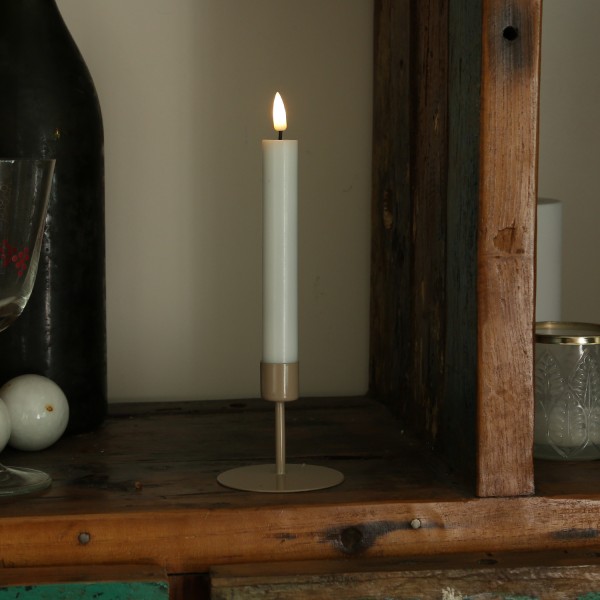 Stabkerzenhalter - Kerzenständer für Tafelkerzen - Metall - H: 7cm - D: 7,5cm - beige