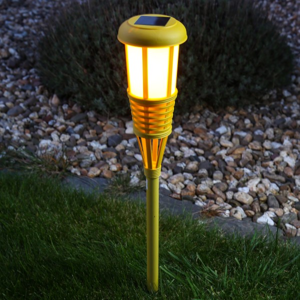 LED Solar Fackel FLAME - Gartenfackel - simulierter Flammeneffekt - H: 61cm - Lichtsensor - gelb