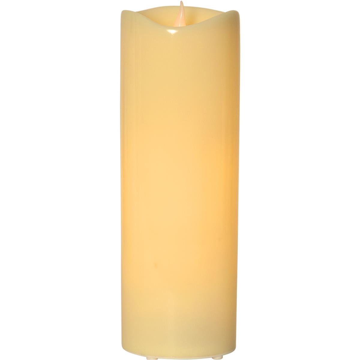 LED Stumpenkerze Grande - XL Kerze - Kunststoff - flackernde LED - H: 38cm  - für Außen - creme