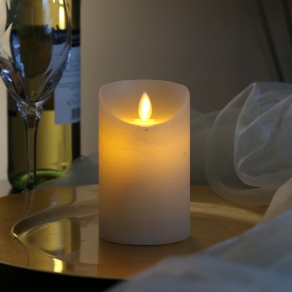 LED Kerze M-Twinkle - Echtwachs - bewegliche Flamme - Auspustfunktion - Timer - H: 12,5cm - creme