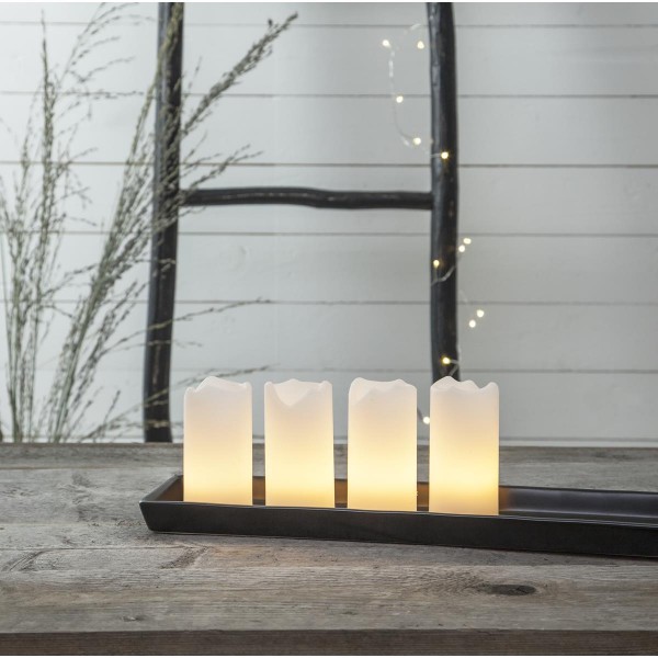 LED Kerzenset "Advent" - Echtwachs - flackernde LED - Timer - Fernbedienung - weiß - 4er Set