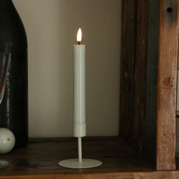 Stabkerzenhalter - Kerzenständer für Tafelkerzen - Metall - H: 7cm - D: 7,5cm - weiß
