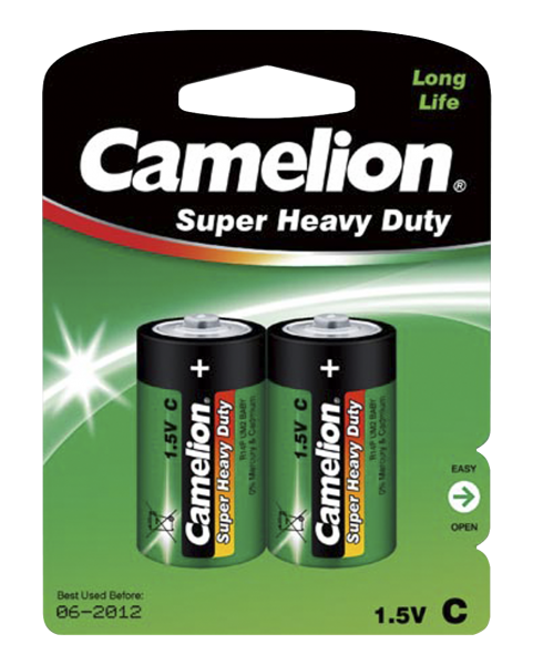 Camelion Batterie Baby C - 2 Stück - Typ: LR14 - 1,5V - Super Heavy Duty - Long Life